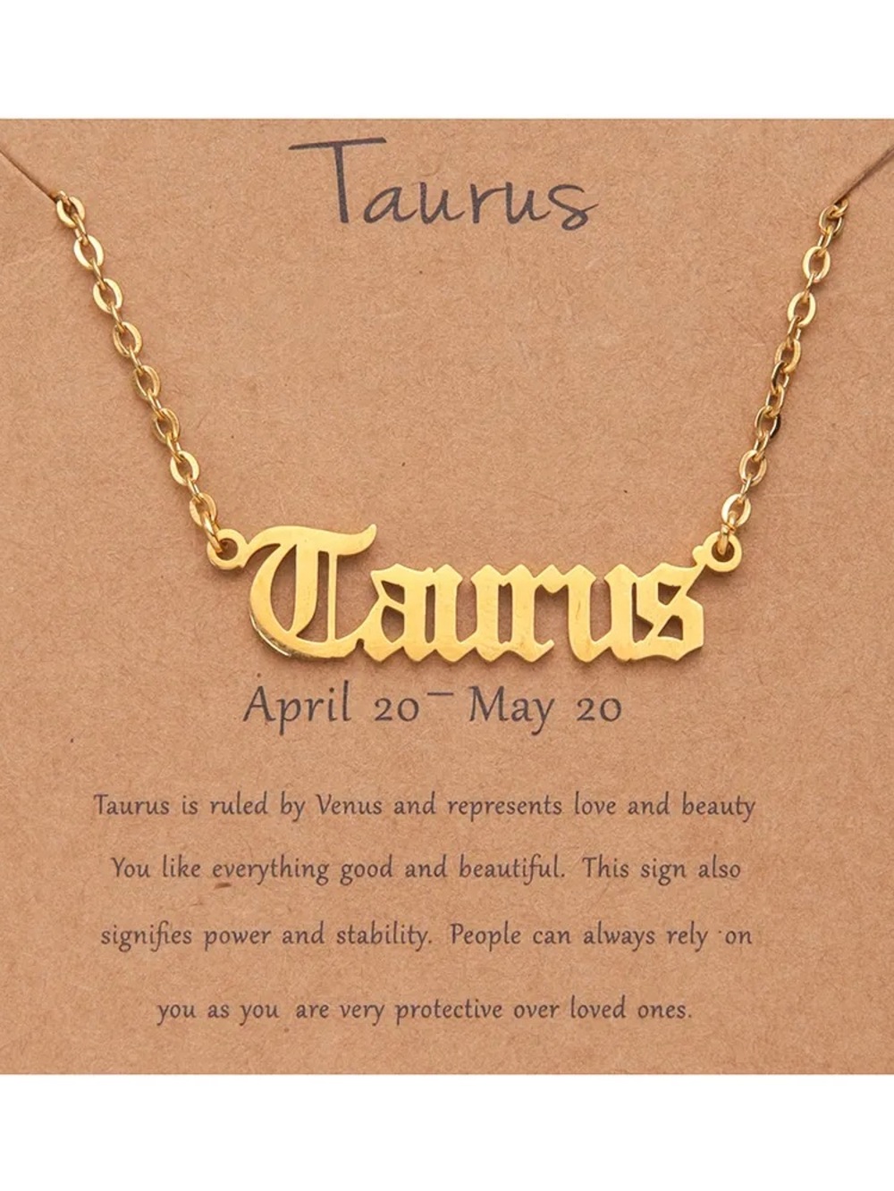 Gold 'Taurus' Zodiac Nameplate Necklace for Women